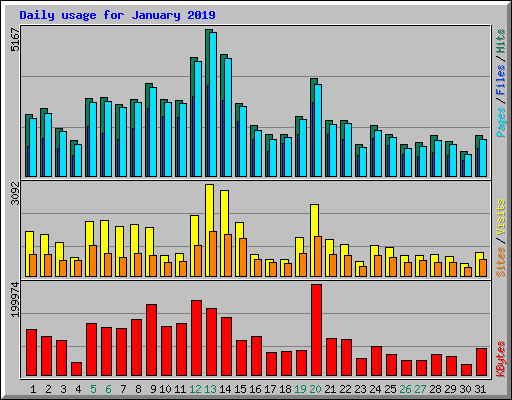 Daily usage for January 2019