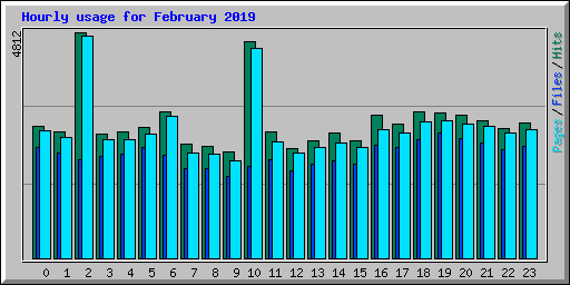 Hourly usage for February 2019